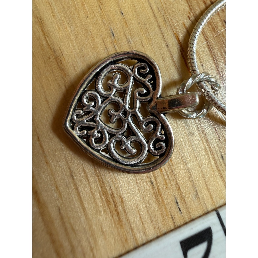 Boho Filigree Romantic Vintage 925 Sterling Silver Heart Necklace - Picture 3 of 8